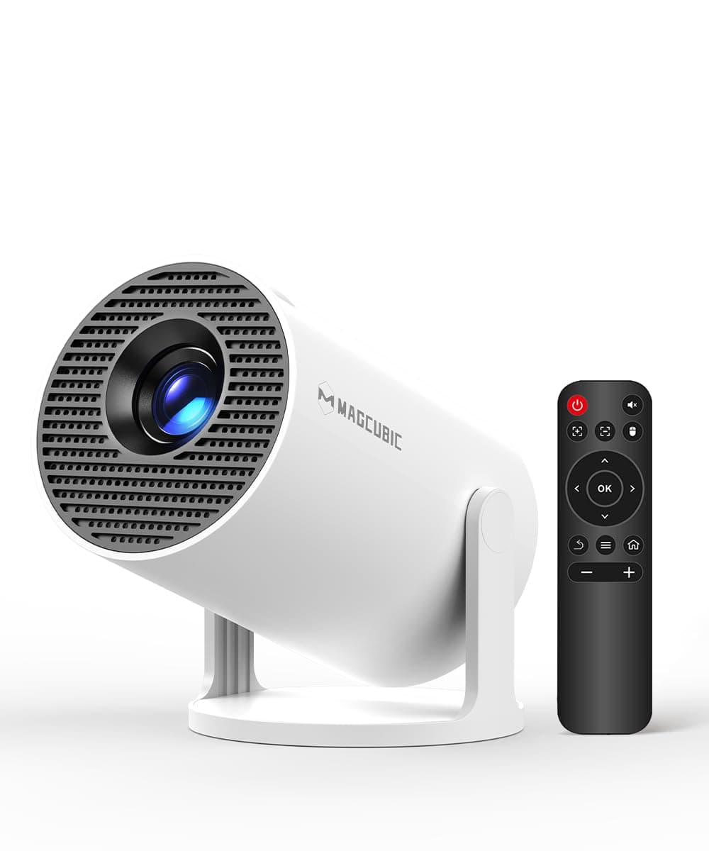 Magcubic Mini Projector with WiFi and Bluetooth, 4K Support Smart Portable Projector, Small Proyector with 200ANSl & AutoKeystone, 180° Rotation HY300Pro Video Proyector for Bedroom, Movie, Outdoor White