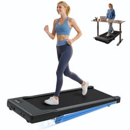 DeerRun Under Desk Walking Pad Treadmill for Home & Office, 6% Manual Incline, 2.5 HP, 0.6–3.8 MPH Walking Speed, 300 lb Capacity, App & Remote Control Dark Black