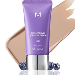 MISSHA M PERFECT COVER SERUM BB CREAM No.23 Natural Beige-Light/Medium with Cool/Neutral Undertone, Skin Tint, Tinted Moisturizer, Skin Care Foundation Makeup, 1.18 Fl oz No.23 (Natural Beige)