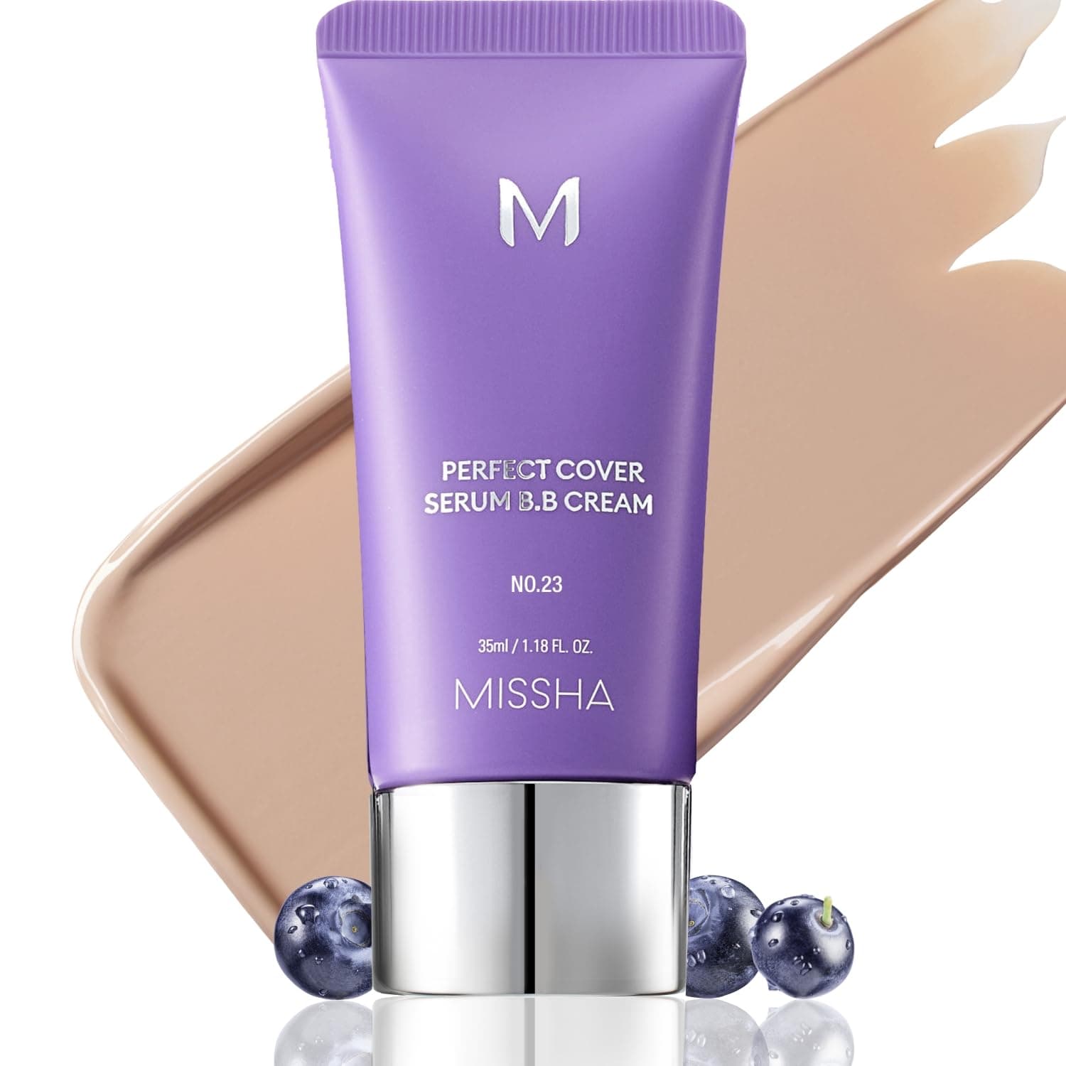 MISSHA M PERFECT COVER SERUM BB CREAM No.23 Natural Beige-Light/Medium with Cool/Neutral Undertone, Skin Tint, Tinted Moisturizer, Skin Care Foundation Makeup, 1.18 Fl oz No.23 (Natural Beige)