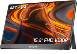 ARZOPA Portable Monitor 15.6'' FHD 1080P - Ultra-Slim Portable Laptop Monitor with Kickstand - IPS Display for PC, MAC, Phone, Xbox, PS5 - USB C & HDMI Connectivity - A1 15.6" A1 Black