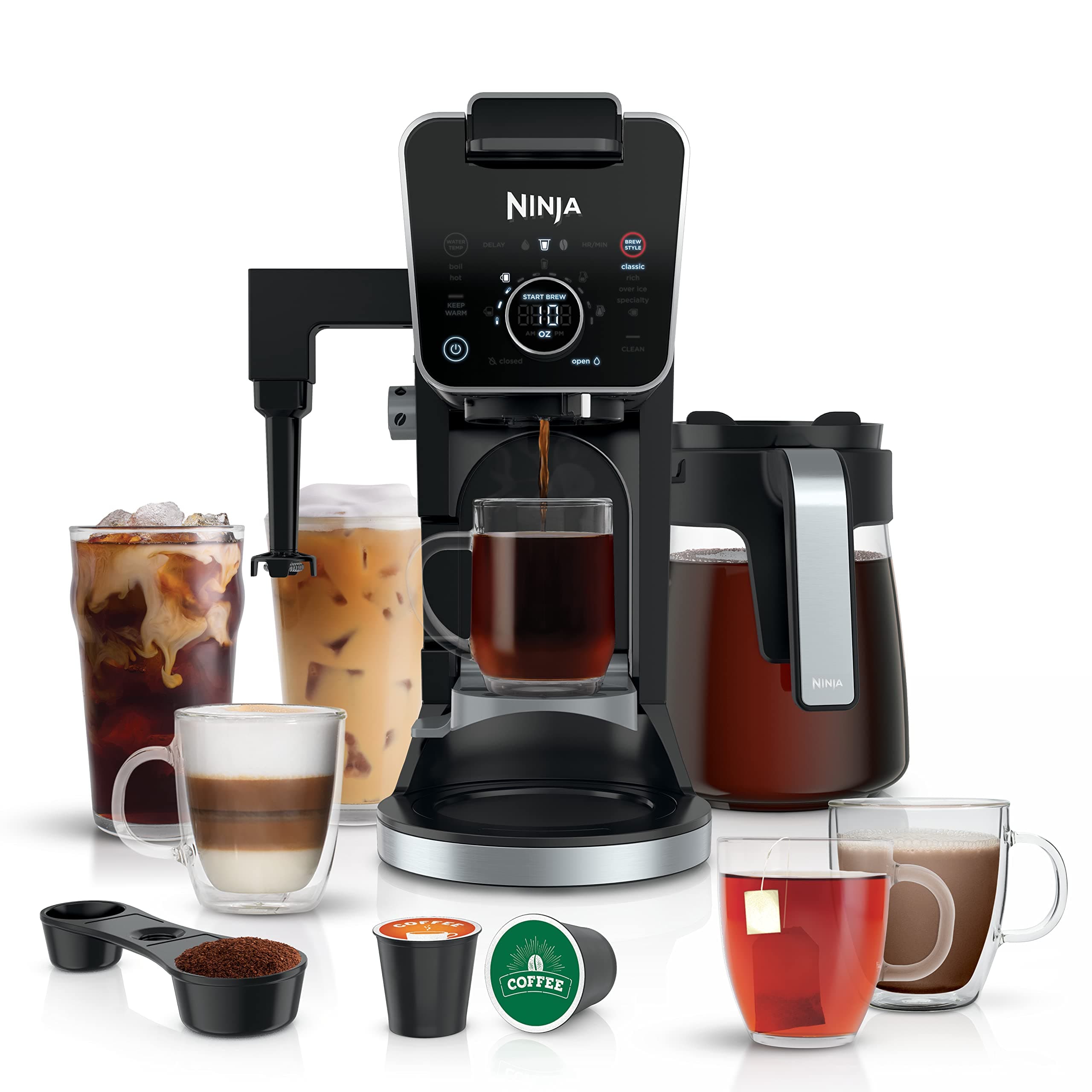 Ninja Drip Coffee Maker With K Cup Combo, DualBrew Pro Specialty Coffee System, Coffee Machine Compatible with K-Cup Pods, 12 Cup Single Serve Coffee Makers with Paper Filter, CFP301 Black 12 Cup Carafe