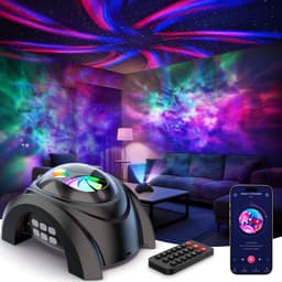 Rossetta Dual Lens Galaxy Projector, Star Projector for Bedroom with 58 Light Effects, Night Light Projector with White Noise & Bluetooth Speaker, Remote Timer, Room Decor Gift for Kids Adults Teens Space Black