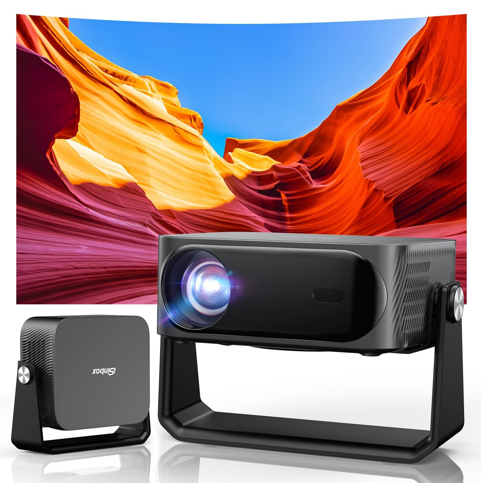 [2000 ANSI/Auto Focus & Keystone/Built-in APP] 4K Outdoor Projector with Wifi and Bluetooth, Smart Portable Projector with Built in Apps YouTube/PrimeVideo & Dolby, Home Theater Projector with HDR10+ Gunmetal Gray