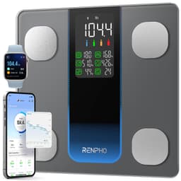 RENPHO Smart Scale for Body Weight, Weight Scale with 7-in-1 Large Display for BMI, Body Fat, Muscle Mass, 13 Body Composition, High Accurate Bluetooth Scale, 500lbs, 11.8", Elis 2XL Grey