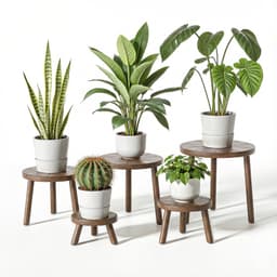 Delma Wood Plant Stands Indoor, 5-Pack Single Plant Stand for 6-12 Inch Pots, Mid-Century Modern Plant Stool, Tall Plant Stand for Large Plants for Living Room, Balcony, Office (Dark Brown, 5-Pack) Dark Brown 5-Pack