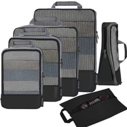 BAGAIL 4 Set/6 Set/8 Set Compression Packing Cubes Travel Accessories Expandable Packing Organizers (Half Mesh, 6-Black) 6-Black Half Mesh