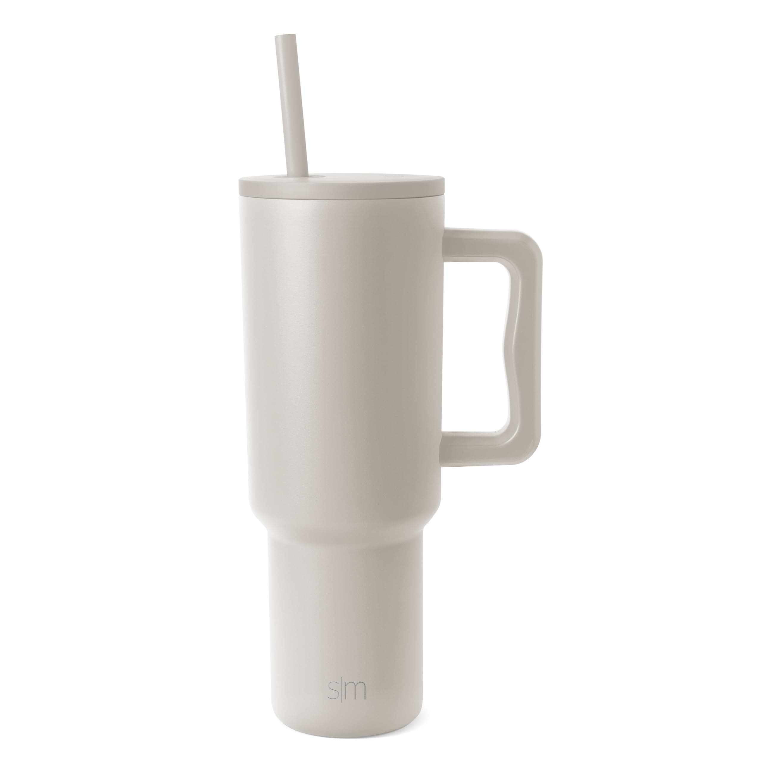 Simple Modern 40 oz Trek Tumbler with Handle and Straw Lid | Cup Holder Friendly Insulated Stainless Steel Travel Mug | Almond Birch -Almond Birch 40 Ounces