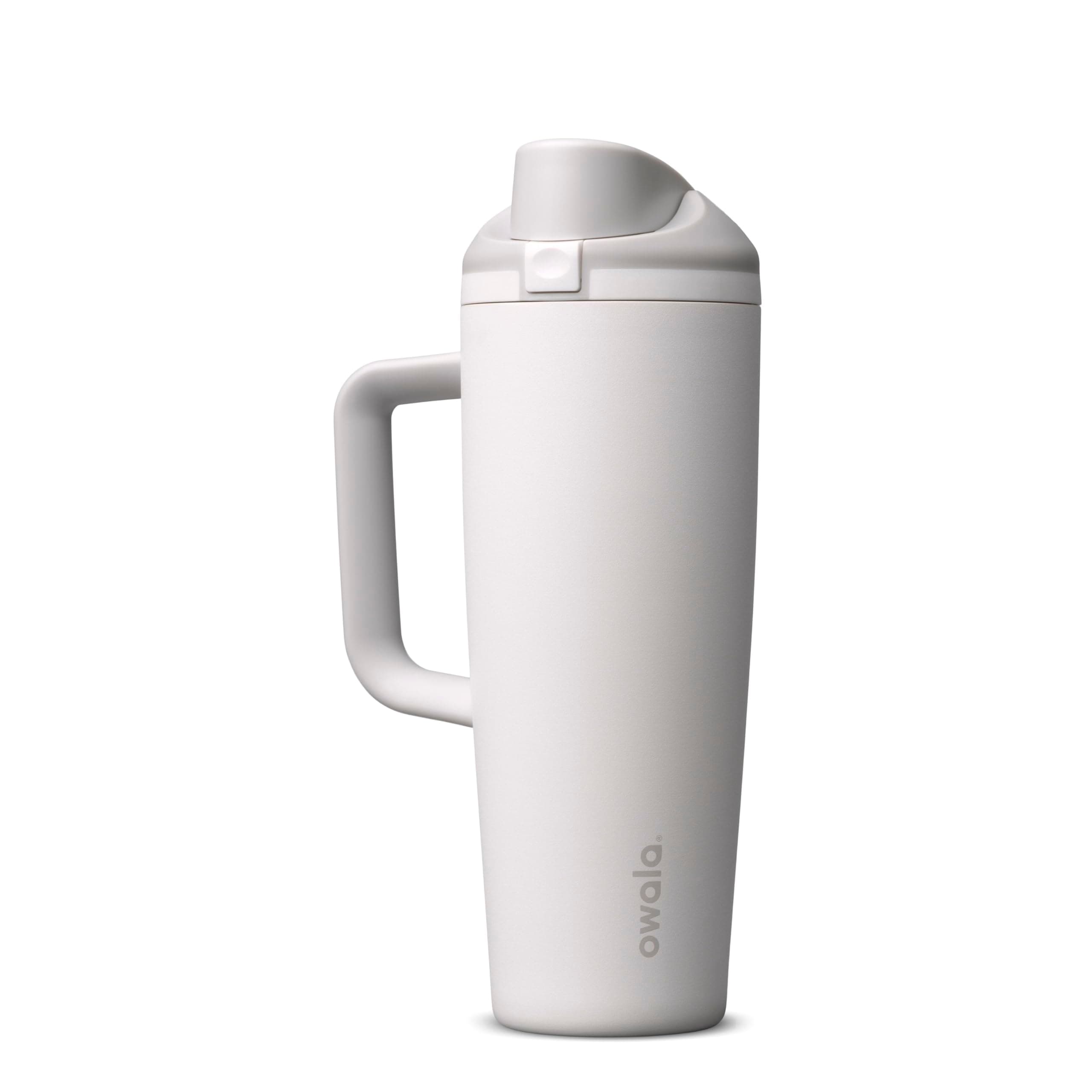 Owala FreeSip Tumbler Insulated Stainless Steel Water Bottle with Built-in Straw and Side Handle, For Travel, Work, School, and Sports, 30oz, BPA Free, Leak Proof, Shy Marshmallow Shy Marshmalllow 30 Ounces