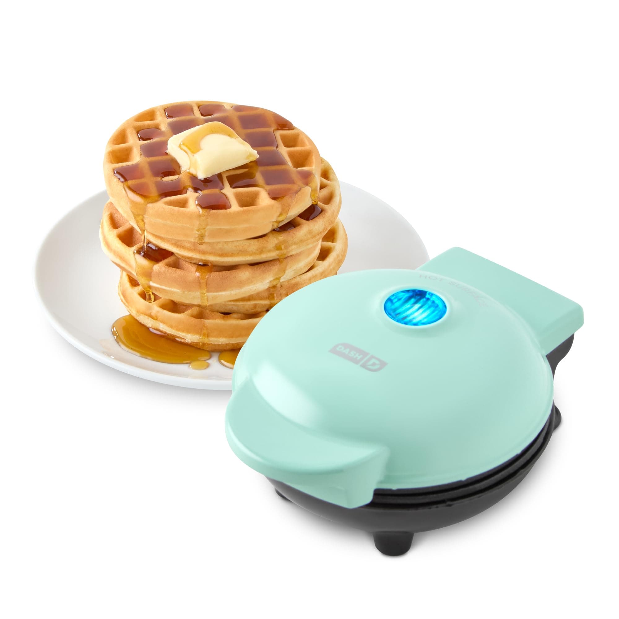 Dash Mini Waffle Maker- Compact Electric Iron for Creative Homemade Treats - Nonstick Surface - Easy-to-Clean - Perfect for Kids & Families - Aqua AQUA 4" Mini
