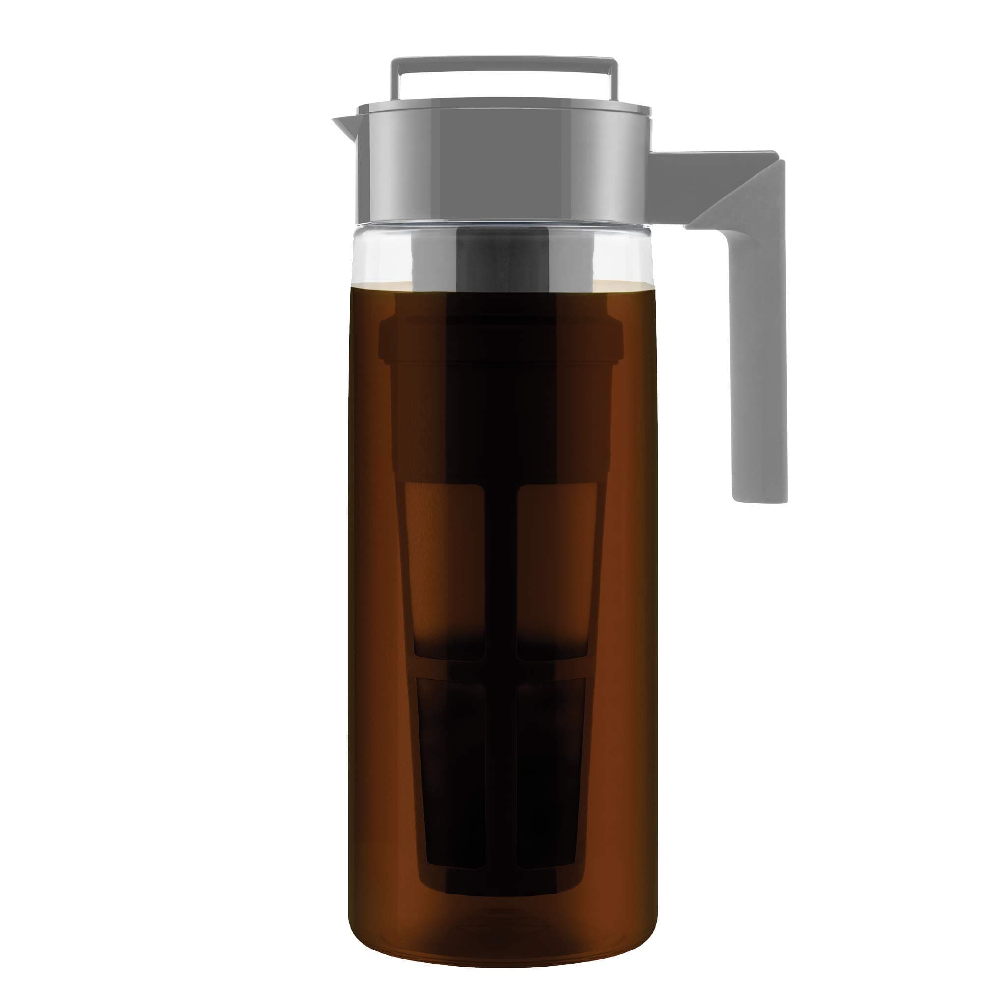 Takeya Deluxe Cold Brew Coffee Maker - BPA-Free Tritan Pitcher with Airtight Leakproof Lid, Silicone Grip Handle, Fine-Mesh Filter - Shatter-Proof, Dishwasher Safe, Made in USA - 2 Quart/Stone Stone 2 qt