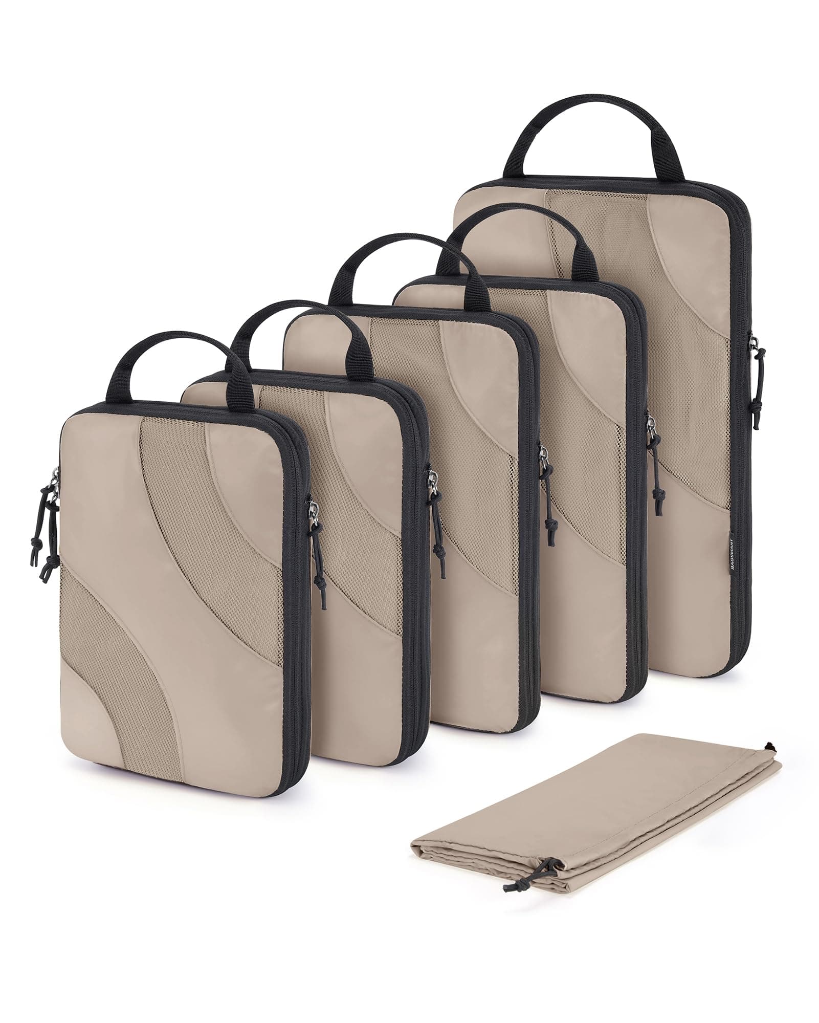 BAGSMART Compression Packing Cubes, 6 Set/4 Set/2 Set Travel Packing Cubes for Carry on Suitcases, Compression Suitcase Organizers Bag Set & Travel Cubes for Luggage, Lightweight Packing Organizers 6 Set Brown